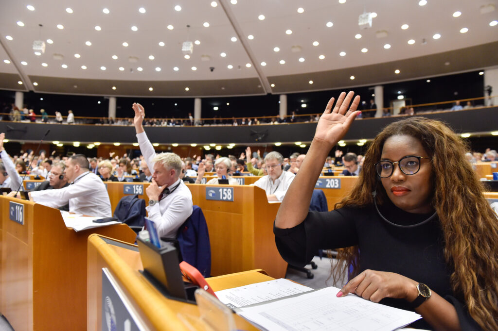 Parlamentní zasedání EP v Bruselu.