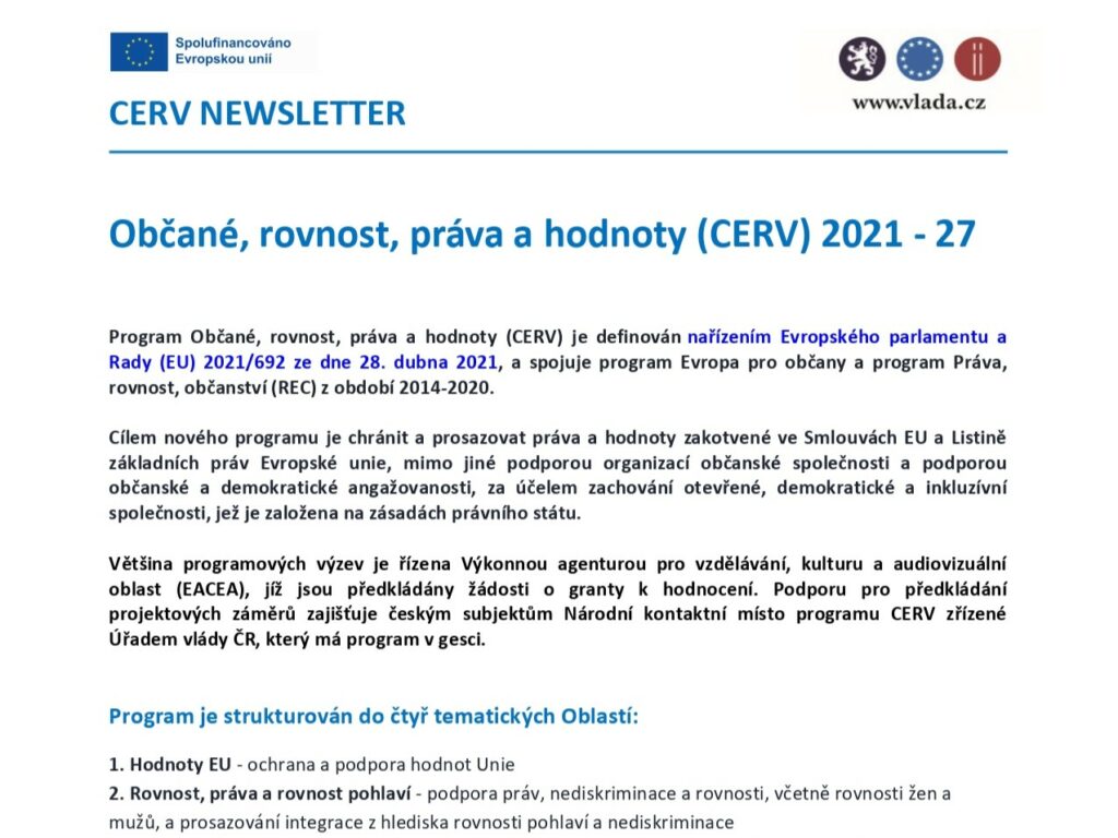 1. vydání newsletteru