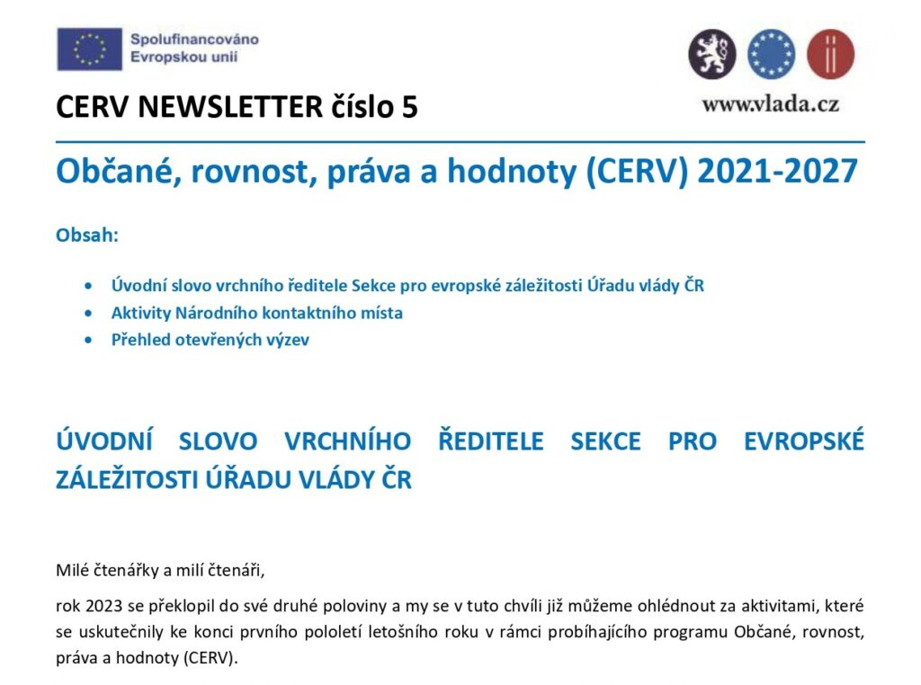 5. vydání newsletteru