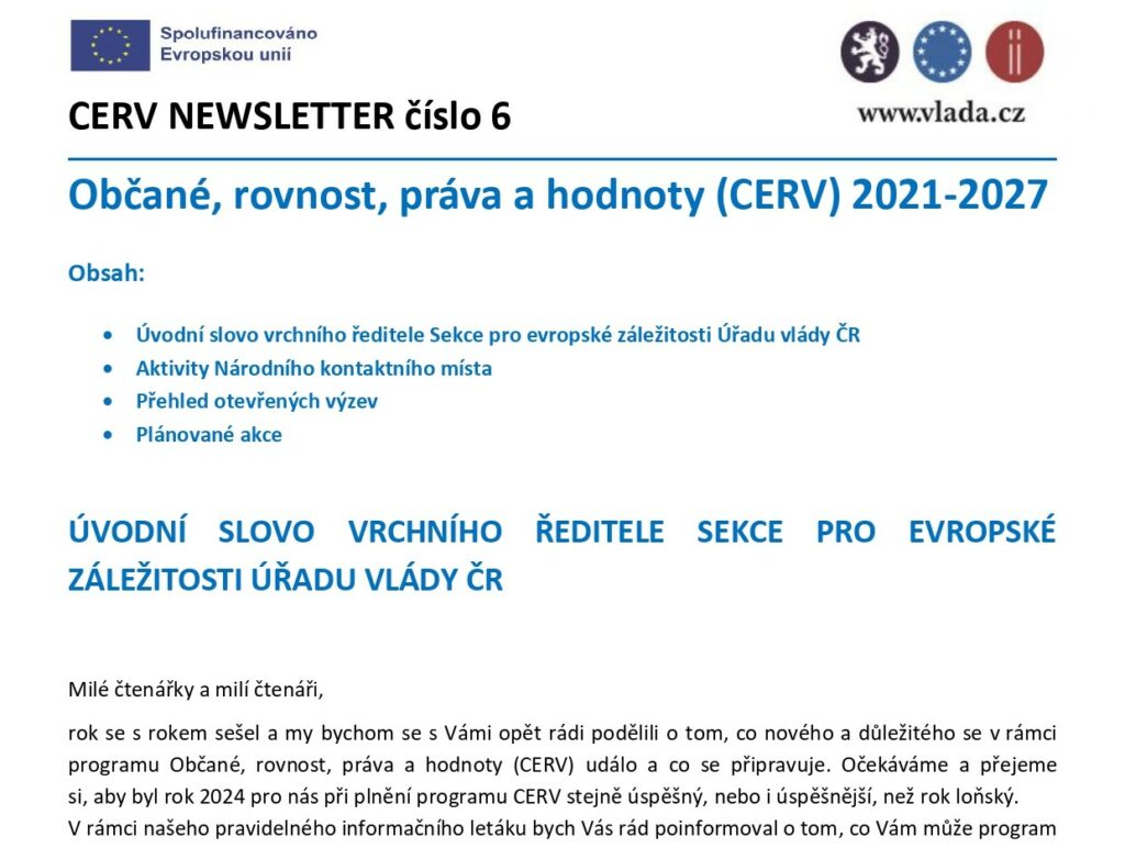 6. vydání newsletteru